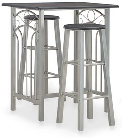 284396 vidaXL Set mobilier de bar, 3 piese, negru, lemn și oțel