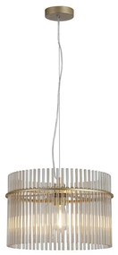 Lustra suspendata metal auriu, tije din sticla Swizzle