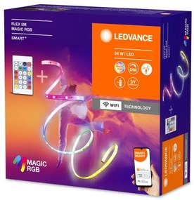 Bandă LED RGB dimabilă Ledvance SMART+ MAGIC FLEX 5m LED/24W/230V Wi-Fi + telecomandă