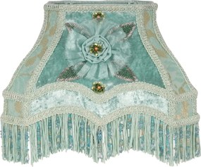 Abajur din textil, turcoaz, formă dreptunghiulară, 17 x 22 x 18 cm, „Victoria”