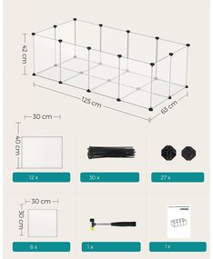 SongmicsHome Țarc pentru animale mici din plastic transparent BEN, 125x63x42 cm, transparent