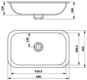 Sapho - Lavoar încastrat IMPALA 58,8 x 35,5 cm, alb