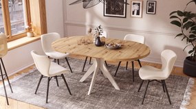 MAZZONI EXPORT ALTEA Crem (țesătură Monza 90) / picioare negre – SCAUN MODERN TAPIȚAT CU BOUCLÉ PENTRU LIVING, SUFRAGERIE ȘI BUCĂTĂRIE
