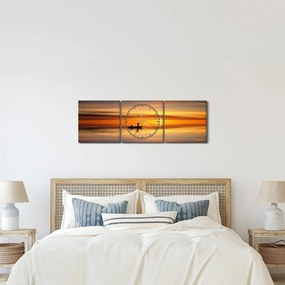 Tablou - cu barca (cu ceas) (90x30 cm)