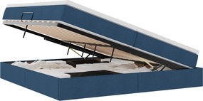 vidaXL Pat cu saltea și spațiu de depozitare albastru 200 x 200 cm