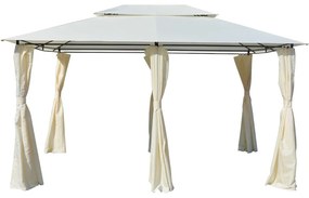 Cort de gradina cu perdele 4 x 3 m, alb