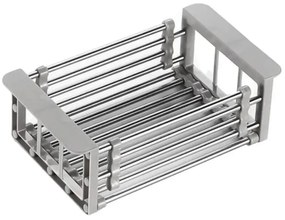 Resigilat: Suport reglabil de depozitare si scurgere Sinkmate, Instalare usoara, Compact, Pana la 10 kg, Gri/Argintiu