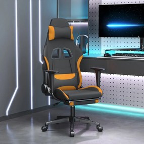 3143747 vidaXL Scaun de gaming cu suport picioare, negru și oranj, textil