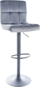 Scaun bar C105, gri/negru, stofa catifelata/metal, 42x39x96/117 cm