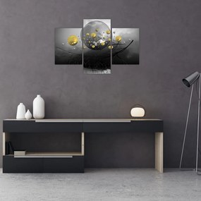Tabloul cu bile abstracte aurii (90x60 cm)