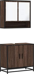 vidaXL Set mobilier de baie, 2 piese, stejar maro, lemn prelucrat