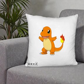 Perna Personalizata Charmander Pokemon, 40x40 cm, Alb Pufos, Husa Detasabila, Perna Inclusa, BEKZ®