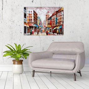 Tablou pe sticlă - Hong Kong, pictură în ulei (70x50 cm)