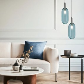 Lustră albastră LED cu abajur din sticlă ø 13 cm Fiuggi – Candellux Lighting