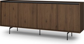 Comodă patru uși Zenar 200 cm - nuc elegant / negru