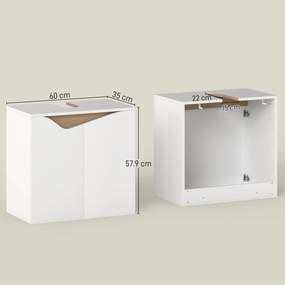 HOMCOM Dulap Sub Lavoar pentru Baie, Dulap de Depozitare cu Uși Soft-Close, pentru Lavoar fără Coloană, Alb | Aosom Romania