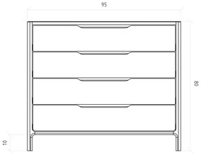 Comodă în culoare naturală joasă din lemn de stejar 95x80 cm Twig – The Beds