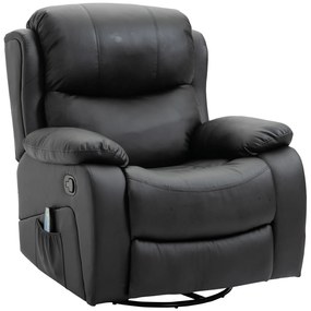 HOMCOM Fotoliu Relax cu 8 Puncte de Masaj si Telecomanda, Fotoliu Rabatabil cu Suport pentru Picioare, 97x92X104cm Negru | Aosom RO