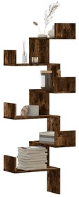 vidaXL Raft colțar perete stejar fumuriu 45x45x147 cm lemn prelucrat