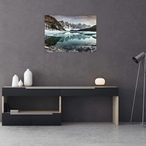 Tablou pe sticlă - lacul iarna (70x50 cm)