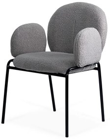 Scaun dining gri boucle cu cadru metalic negru BUC 281