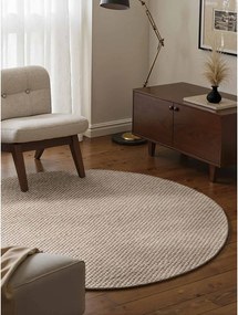 Covor bej țesut manual rotund din lână ø 160 cm Lyon Beans – Elle Decoration