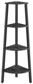 Etajera de colt, 33,4 x 33,4 x 125 cm, metal / PAL, negru, Vasagle