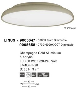 Plafoniera LED dimabila design circular LINUS D-60cm