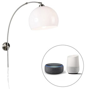 Lampă de perete inteligentă cu arc din oțel cu abajur alb inclusiv Wifi A60 - Bow