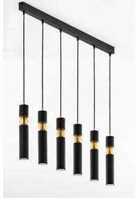 Lustră pe cablu Jupiter 2005 ALAS 6xGU10/10W/230V negru/auriu
