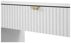 BIA4 - Birou 120 cm, masa de calculator cu 5 sertare, office - Alb / Negru / Crem cu Riflaje