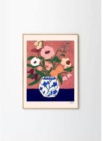 Poster 30x40 cm Flowers on Blue Table – Carla Llanos – The Poster Club