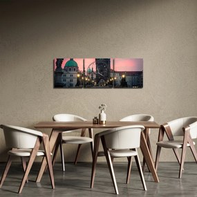 Tablou - Pe podul lui Carol,Praga (cu ceas) (90x30 cm)