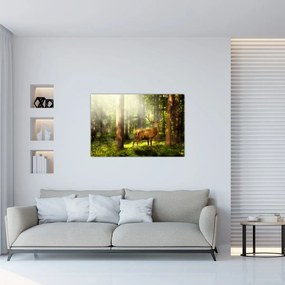 Tablou cu cerbul în pădure (90x60 cm)