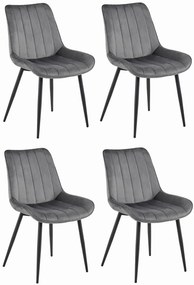 Set 4 Scaune Bucatarie/Dining Kliss Gri Inchis Catifea