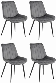 Set 4 Scaune Bucatarie/Dining Kliss Gri Inchis Catifea