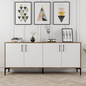 Comoda Kiev, alb/nuc, PAL melaminat, 180x35x78 cm