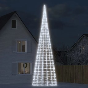 vidaXL Pom de Crăciun LED pe stâlp 3000 LED-uri Alb Rece 800 cm