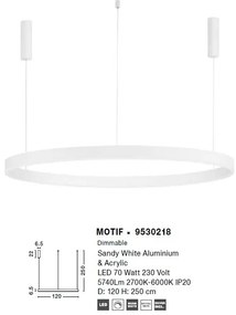 Lustra LED XXL dimabila design circular MOTIF CCT 120cm