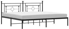 374345 vidaXL Cadru de pat metalic cu tăblie, negru, 193x203 cm