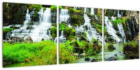 Tablou - cascade (cu ceas) (90x30 cm)