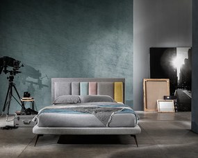 Pat Dormitor Matrimonial Bed&Sofa iSomn Noctooorne London 160x200 cm, fără lada de depozitare, stofa, gri