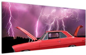Tablou cu mașina roșie (120x50 cm)