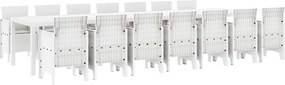vidaXL Set de masă de grădină cu perne cu pernă 15 pcs Alb PP