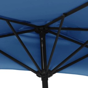 Umbrela balcon, tija aluminiu albastru 300x150x253 cm semirotund Albastru inchis