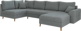 Colțar gri cu tapițerie din țesătură bouclé (colț dreapta/în formă de "U") Ariella – Ropez