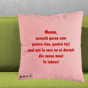 Cadou pentru Mama - Perna Personalizata Perna pentru Mama, 40x40 cm, Roz, Husa Detasabila, Perna Inclusa, BEKZ®