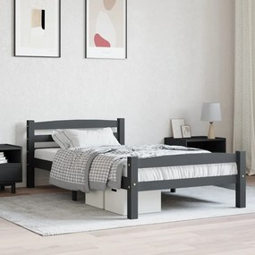 322090 vidaXL Cadru de pat, gri închis, 100x200 cm, lemn masiv de pin