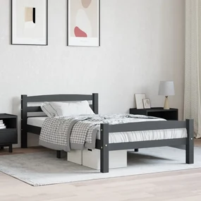 322090 vidaXL Cadru de pat, gri închis, 100x200 cm, lemn masiv de pin