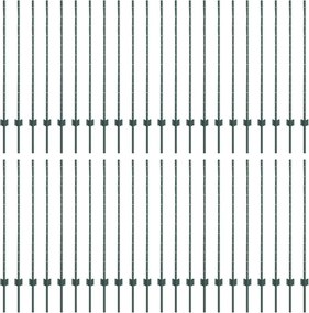 vidaXL Stâlp de gard. 44 pcs Verde 160 cm Oțel